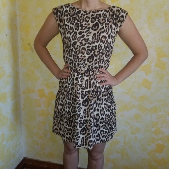 Alice & Olivia Leopard Print Drape Back Mini Dress Size XS - Picture 1 of 7
